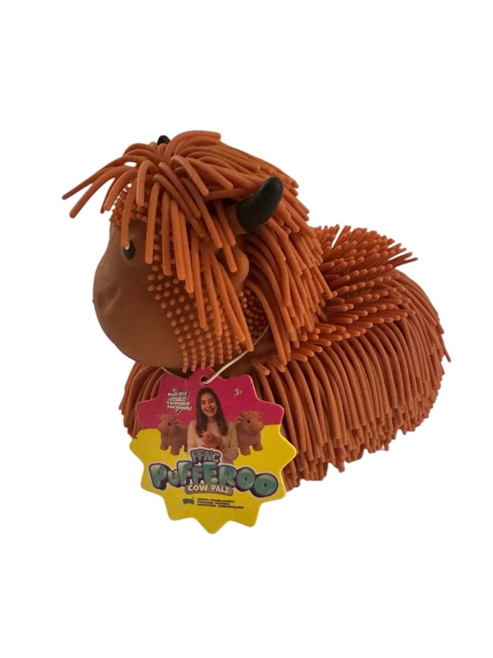 Highland Cow Pufferoo Cow Palz Shaggy Squishy Fidget Toy